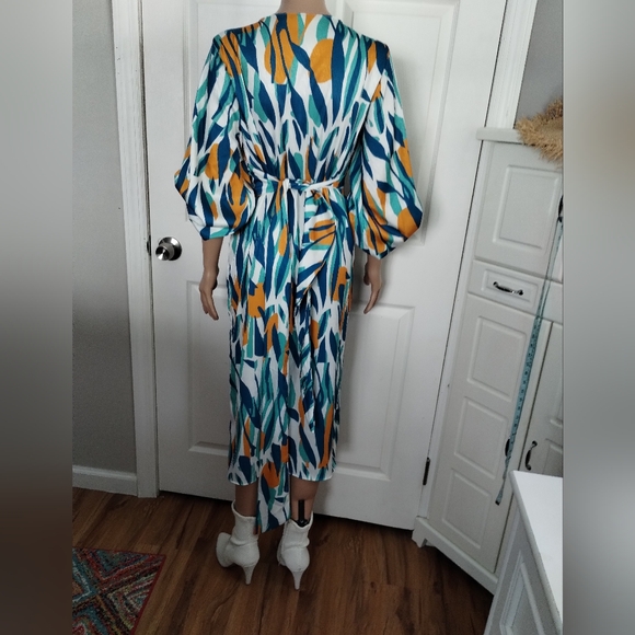 Diarrablu Awa Print Long Sleeve Wrap Dress Medium - Picture 7 of 12